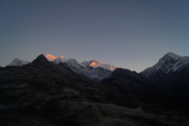 Sunrise at Dzongri Top, Mt Kanchenjunga with other ranges, Himalayas